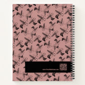 Haarsalon Gereedschap Patroon Zwart Roze Promotion Notitieboek (Achterkant)