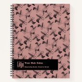 Haarsalon Gereedschap Patroon Zwart Roze Promotion Notitieboek (Voorkant)