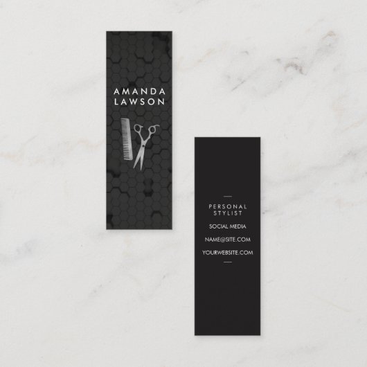Haarsalon Gereedschap | zeshoekig patroon Mini Visitekaartje (Voorkant / Achterkant)