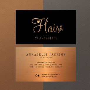 Haarsalon glazuur zwart goud metalen haarstylist visitekaartje