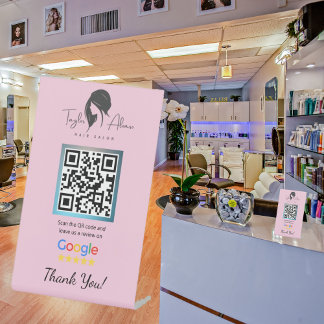 Haarsalon Google Review Roze Pedestal Sign Reclamebord Met Voetstuk