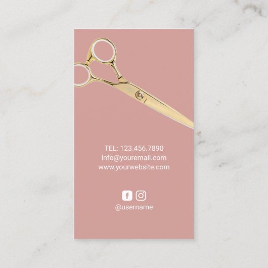 Haarsalon Modern Roos Gouden Pastel Haar Stylist Visitekaartje (Achterkant)