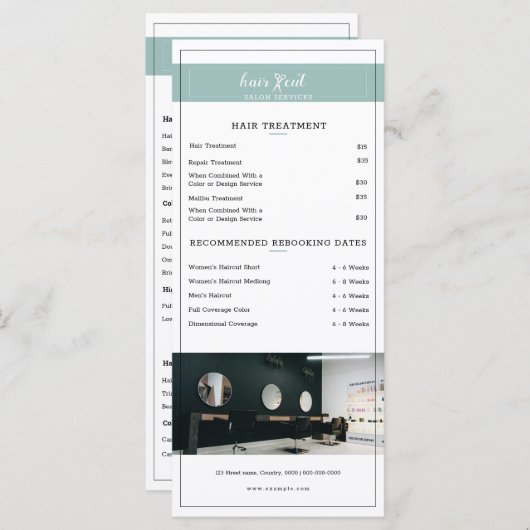 Haarsalon prijslijst Sjabloon - Minimal Design (Voorkant / Achterkant)
