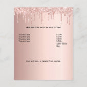 Haarsalon roze gouden glitter prijs QR-code  Flyer (Achterkant)