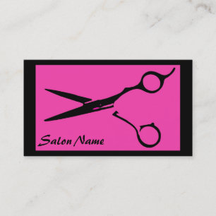 Haarsalon roze zwarte schaar visitekaartjes