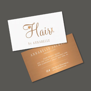 Haarsalonglazuur wit goud metalen haarstylist visitekaartje