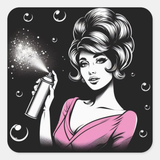 Haarspray Queen Vierkante Sticker (Voorkant)