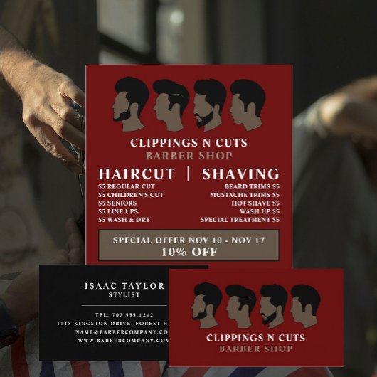 Haarstijlen, Mannen Barbers Adverteren Flyer