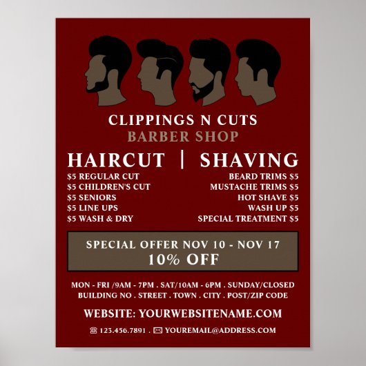 Haarstijlen, Mannen Barbers Adverteren Poster (Voorkant)