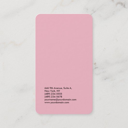 Haarstijlvolle professionele, platte roze feminine visitekaartje (Achterkant)