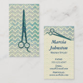haarstylisschaar galaxy chevron blauwgroen schaar visitekaartje (Voorkant / Achterkant)