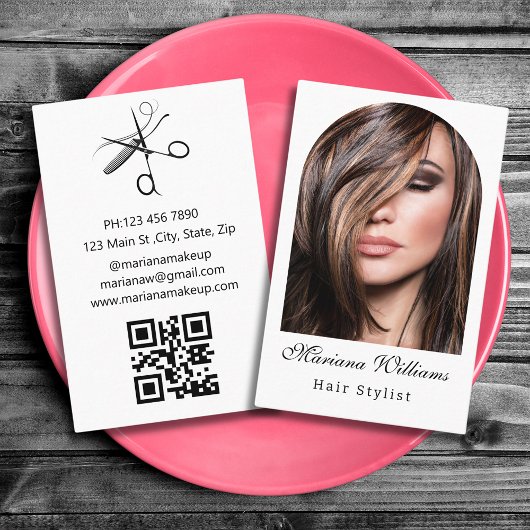 Haarstylist Arch Photo QR Code Minimalist Modern Visitekaartje