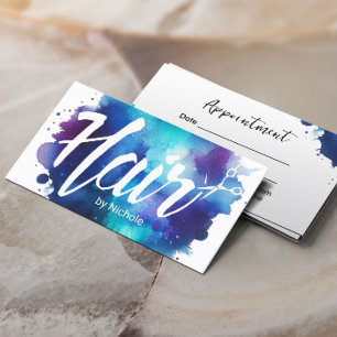 Haarstylist Elegant Indigo Waterverf Salon Afsprakenkaartje