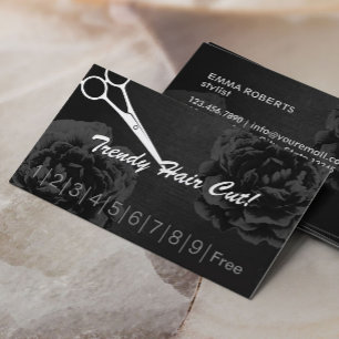 Haarstylist Elegant Zwart Bloemen Loyaliteit Punch Klantenkaartje