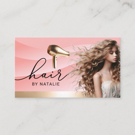 Haarstylist Elegante Roze Curves Beauty Girl Salon Visitekaartje (Voorkant)