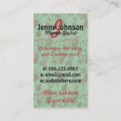 haarstylist florale mint roze rode schaar visitekaartje (Achterkant)