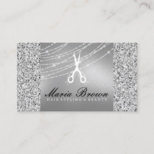 Haarstylist Glitter Silver Luxury Visitekaartje