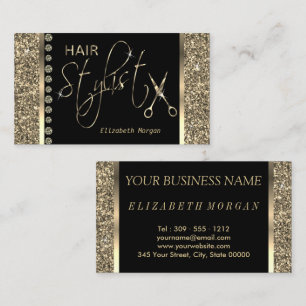 Haarstylist - Gold Glitter en diamanten Visitekaartje