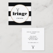 Haarstylist Gold Scissors Black White Striped Vierkante Visitekaartje (Voorkant / Achterkant)