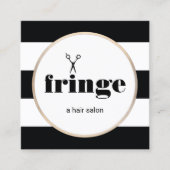 Haarstylist Gold Scissors Black White Striped Vierkante Visitekaartje (Voorkant)