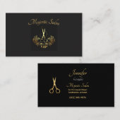 Haarstylist Gold Scissors, Swirls VIP Visitekaartje (Voorkant / Achterkant)