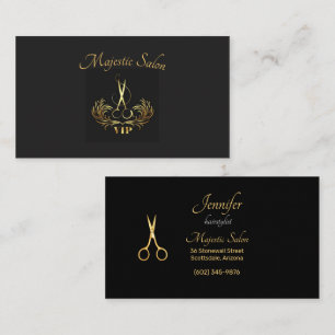 Haarstylist Gold Scissors, Swirls VIP Visitekaartje