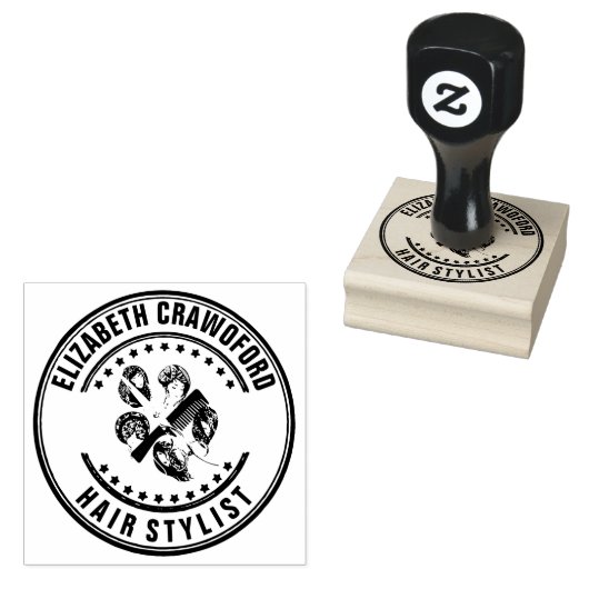 Haarstylist hairdresser of Beauty salon met naam Rubberstempel (Gestempeld)