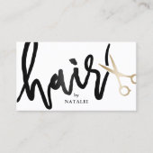 Haarstylist handgeschreven script minimalistisch s visitekaartje (Voorkant)