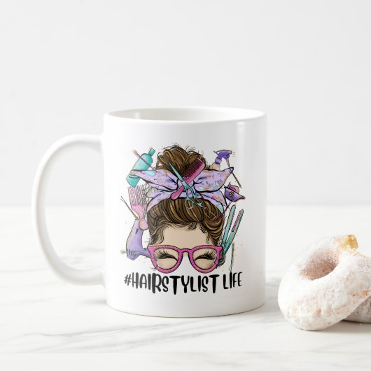 Haarstylist Life Messy Bun Hair Salon Hairdresser Koffiemok (Met donut)