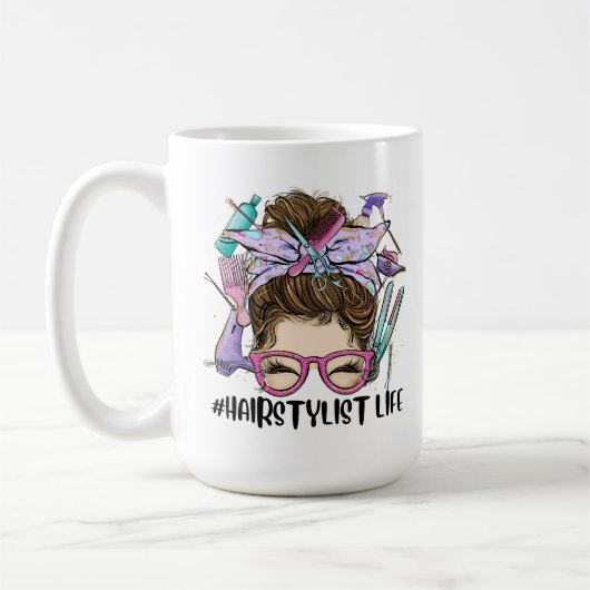 Haarstylist Life Messy Bun Hair Salon Hairdresser Koffiemok (Links)