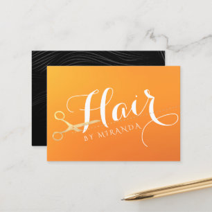 Haarstylist Makeup Salon Chic Oranje Gold Scissors Afsprakenkaartje