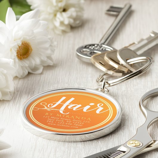 Haarstylist Makeup Salon Chic Oranje Gold Scissors Sleutelhanger