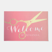 Haarstylist Makeup Salon Gold Scissors Welkom Deurmat (Voorkant)