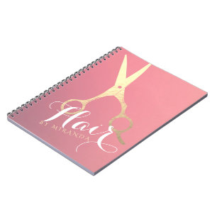 Haarstylist Makeup Salon Modern Pink Gold Scissors Notitieboek
