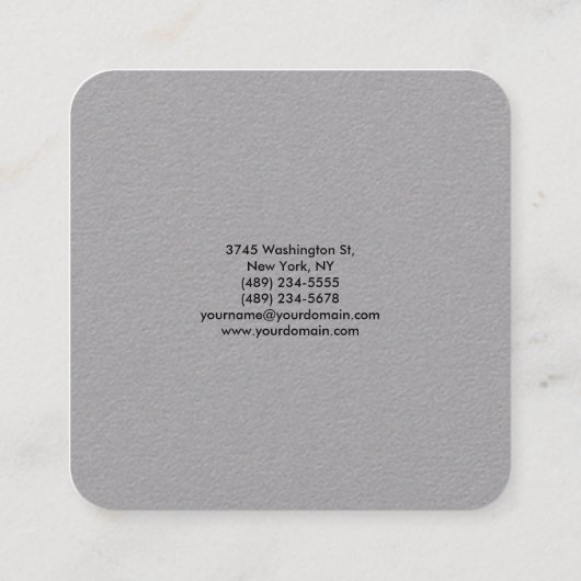 Haarstylist Modern minimalistisch trendy luxe grij Vierkante Visitekaartje (Achterkant)
