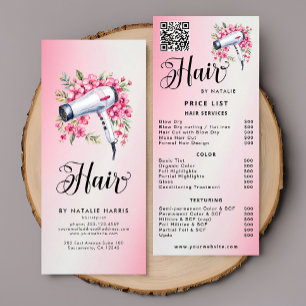 Haarstylist Moderne Waterverf Bloemen Haardroger Reclamekaart