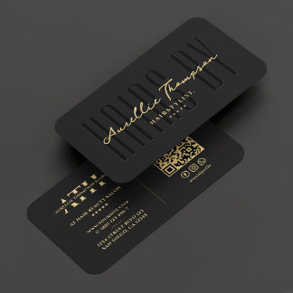 Haarstylist Monogram Elegant Zwart Modern Visitekaartje
