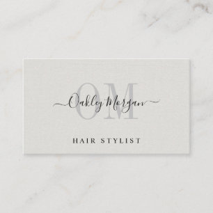 Haarstylist Monogram Faux Linnen Visitekaartje