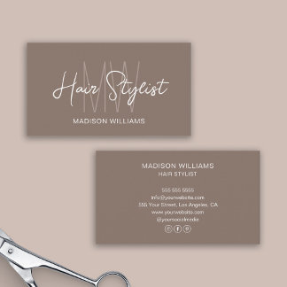 Haarstylist Monogram Logo Taupe Visitekaartje