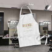 Haarstylist-naam en typografie-logo-haarsalon standaard schort
