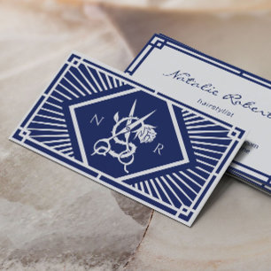 Haarstylist Navy Blue  Art Deco Salon Visitekaartje