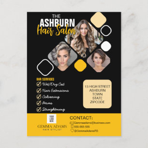 Haarstylist Poster Aangepast ontwerp in zwart geel Briefkaart