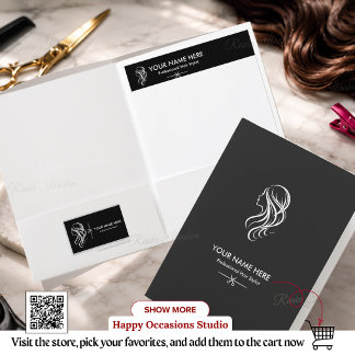 Haarstylist QR-code bewerkbaar, Zwart Wit Salon Briefhoofd