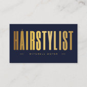 Haarstylist QR-code en Logo Navy en Gold Visitekaartje (Voorkant)