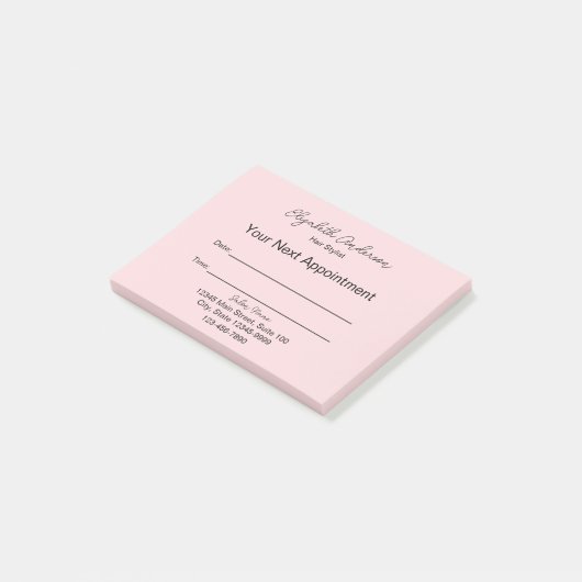Haarstylist Roze en Zwart uw volgende afspraak Post-it® Notes (Schuin)