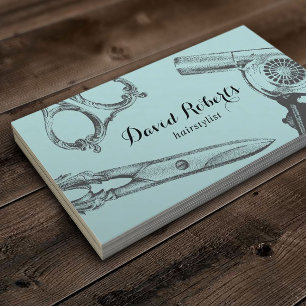 Haarstylist schaar- en haardroger Blauwgroen Visitekaartje