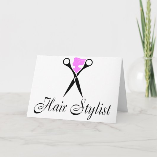 Haarstylist (schaar/roze) feestdagen kaart (Voorkant)