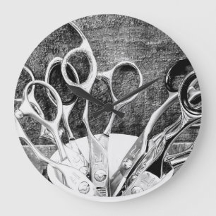 Haarstylist - schaar - wandklok grote klok