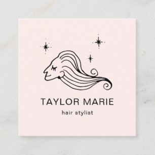 Haarstylist Schattige Girly Minimalist Blush Pink Vierkante Visitekaartje