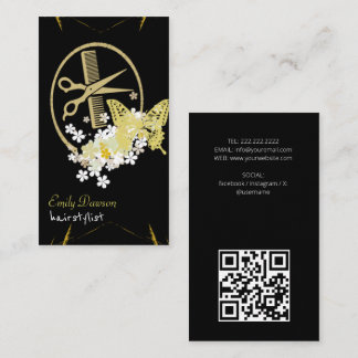 Haarstylist Schattige Schaar & Vlinders QR Code Bu Visitekaartje